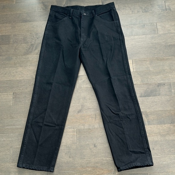 WRANGLER Rustler Men's Black Regular Fit Denim Jeans Pants, Cotton, Straight Leg - Picture 1 of 12